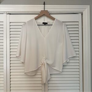 1.State Tie Front Blouse, Soft Ecru (white), Size S.